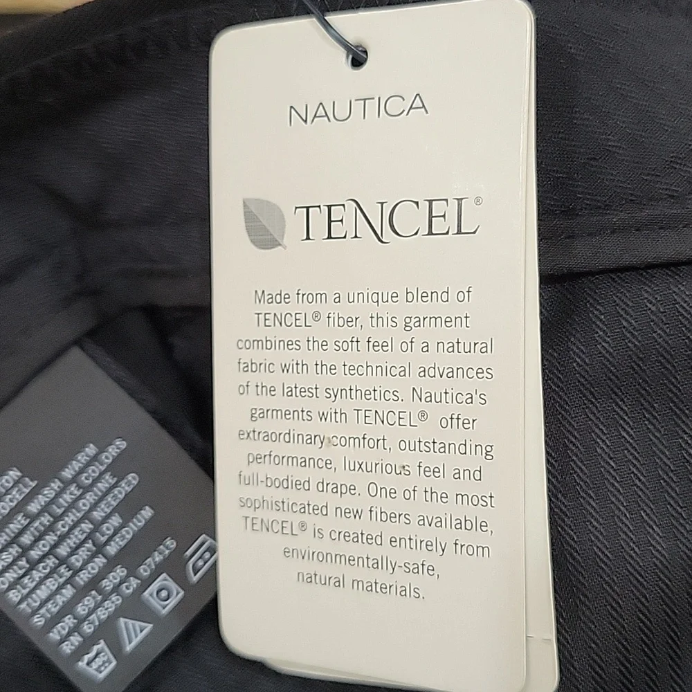 Nautica Clipper relax fit flat front black dress pants 38x27 NEW w/tag